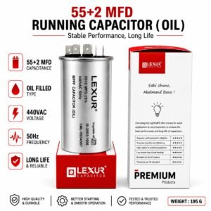 Oil Filled Motor Run Capacitor 55+2 MFD – AC & Electrical